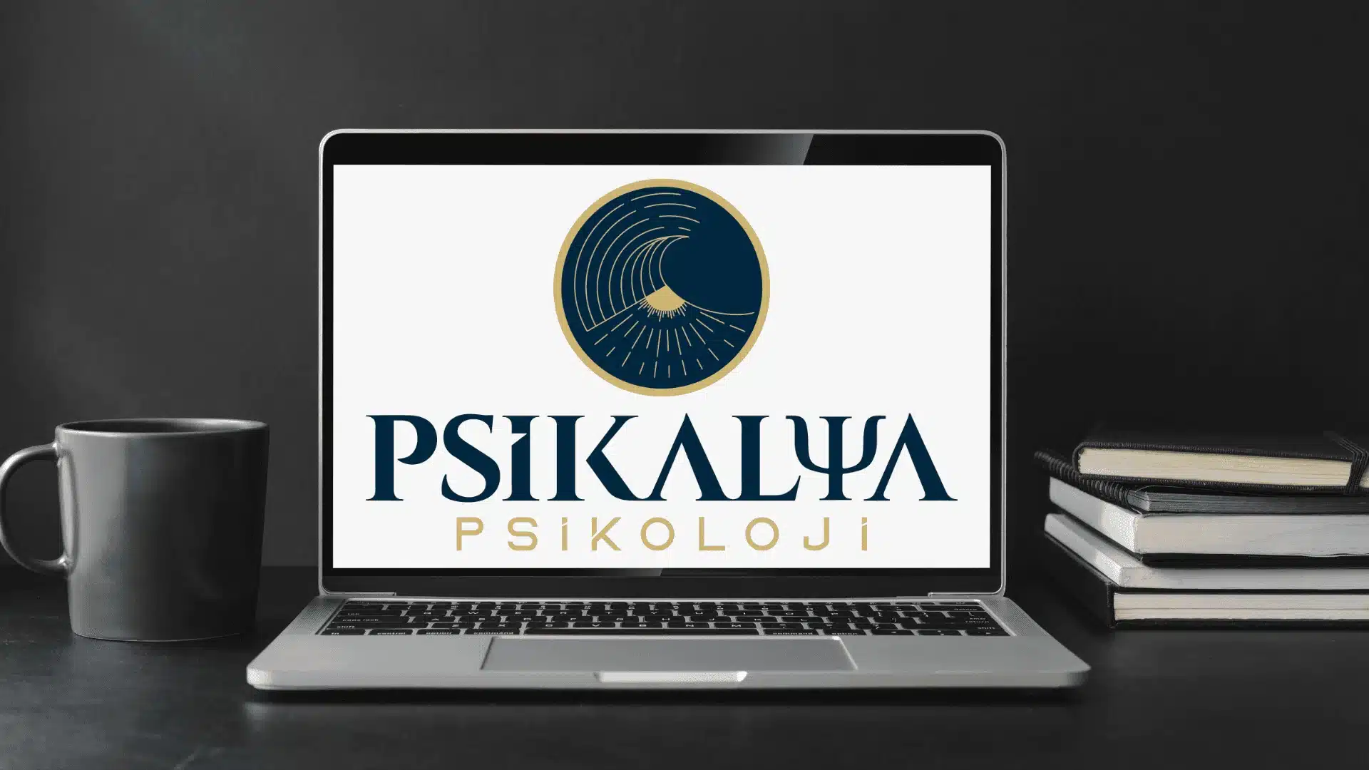 psikalya psikoloji logosu bulunan online terapi bilgisayarı